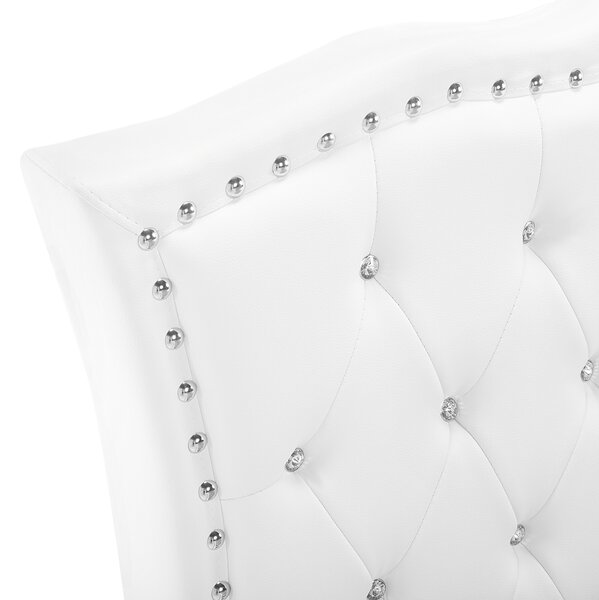 Posteľ biela umelá koža 90 x 200 cm s úložným priestorom prešívané čelo s gombíkmi moderný glamour štýl spálňa