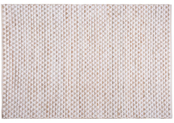 Koberec béžový jutový bavlnený 140 x 200 cm s krátkym vlasom trojuholníkový vzor ručne tkaný obdĺžnikový