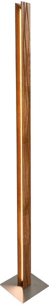 Elobra LED stojacia lampa Atacama, dub/matný nikl, výška 150 cm, drevo, Svetlé drevo, Obývacia izba / jedáleň, Drevo