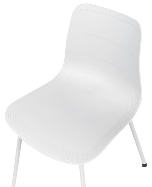 Sada 2 jedálenských stoličiek biela syntetický materiál biele kovové nohy minimalistický dizajn moderný škandinávsky štýl