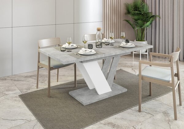Rozkladací jedálenský stôl PETRONEL - šedý / biely