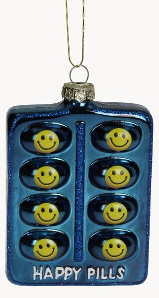 Sklenená vianočná ozdoba Happy Pills
