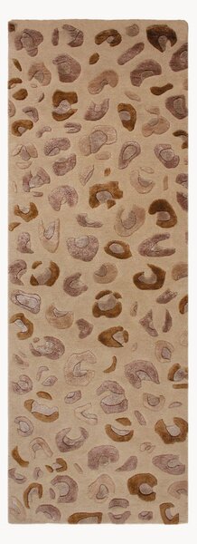Ručne všívaný viskózový behúň s reliéfnou štruktúrou Leopard Print