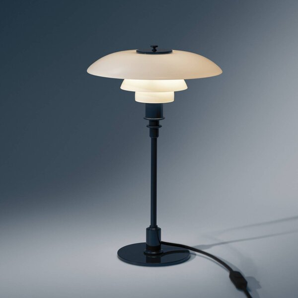 Louis Poulsen Stolová lampa PH 3/2, tmavomodrá, Ø 28 cm, Modrá, Obývacia izba / jedáleň, Mosadz, Dizajn, Stojacie svietidlo