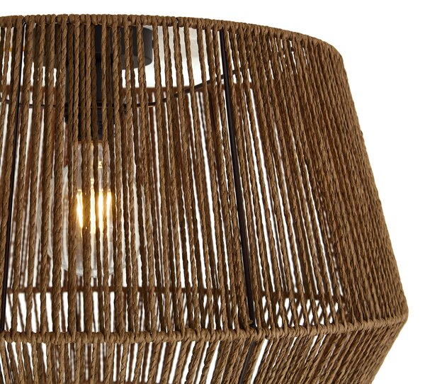 Čierna stropná lampa s hnedým tienidlom z papierového lana 50/50/30 - Combi