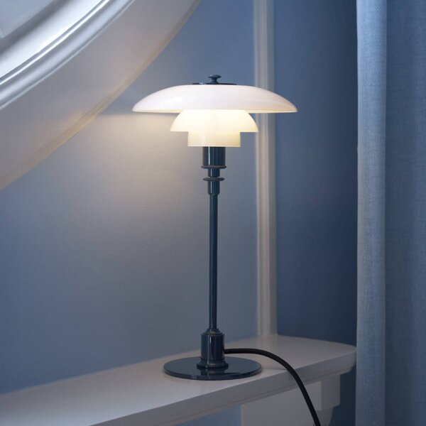 Louis Poulsen Stolová lampa PH 2/1, tmavomodrá, Ø 20 cm, Modrá, Obývacia izba / jedáleň, Mosadz, Dizajn, Stojacie svietidlo