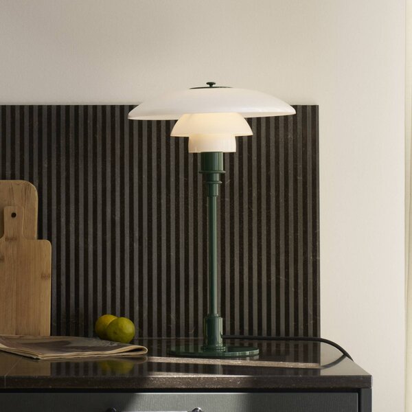 Louis Poulsen Stolová lampa PH 3/2, tmavozelená, Ø 28 cm, Zelená, Obývacia izba / jedáleň, Mosadz, Dizajn, Stojacie svietidlo