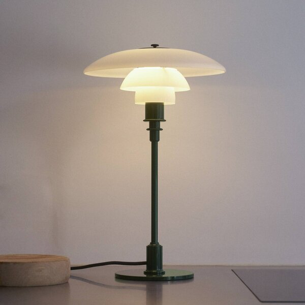 Louis Poulsen Stolová lampa PH 2/1, tmavozelená, Ø 20 cm, Zelená, Obývacia izba / jedáleň, Mosadz, Dizajn, Stojacie svietidlo