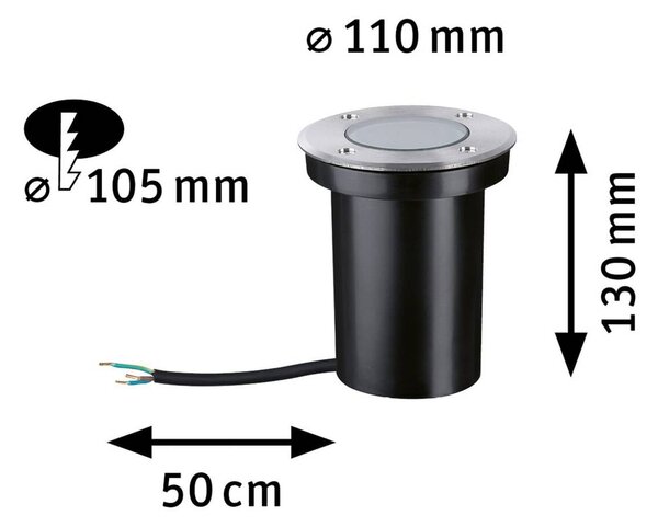 Paulmann LED nájazdové svietidlá 94732, Ø 11 cm, nerezová oceľ, IP65, Hliník / sivá / zinok, Nehrdzavejúca oceľ, Zapustené podlahové svetlo