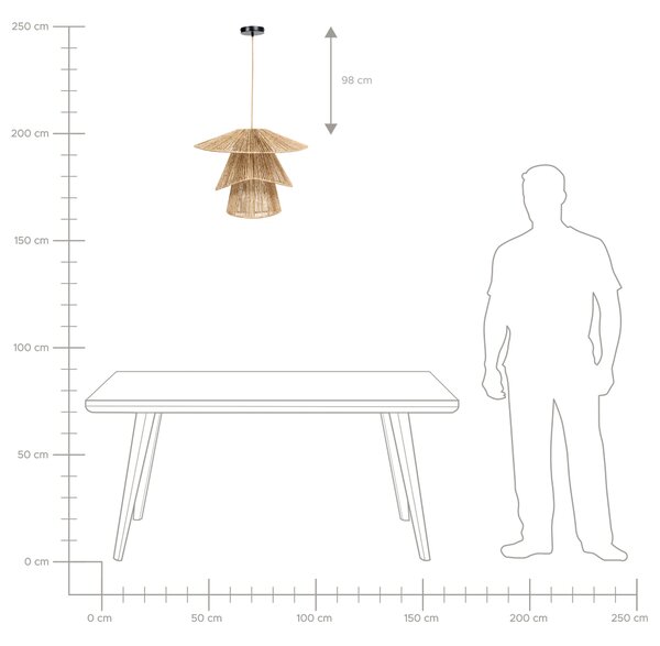 Závesná lampa prírodná jutové tienidlo čierna kovová objímka na žiarovku boho stropné svietidlo obývačka spálňa chodba