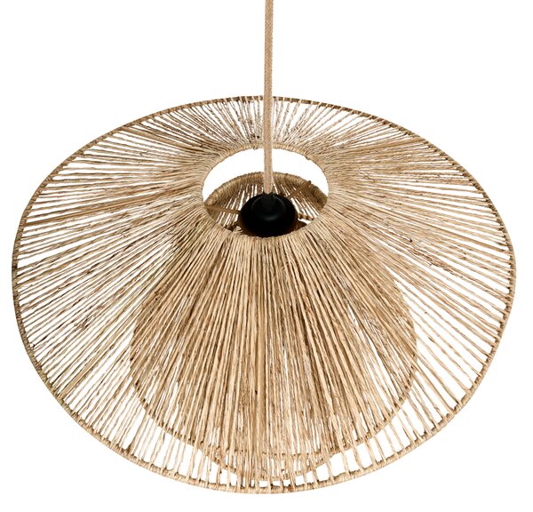 Závesná lampa prírodná jutové tienidlo čierna kovová objímka na žiarovku boho stropné svietidlo obývačka spálňa chodba