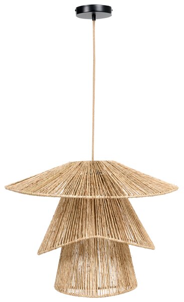 Závesná lampa prírodná jutové tienidlo čierna kovová objímka na žiarovku boho stropné svietidlo obývačka spálňa chodba