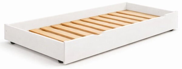 MAXMAX Detská poschodová posteľ z masívu s rozšíreným spodným lôžkom DENIS - 200x90/140 cm - biela