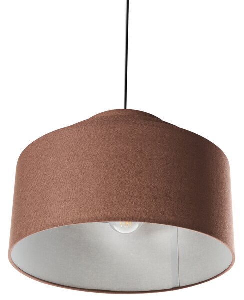 Závesná lampa hnedá ľan látkové tienidlo osvetlenie moderný štýl obývacia izba jedáleň
