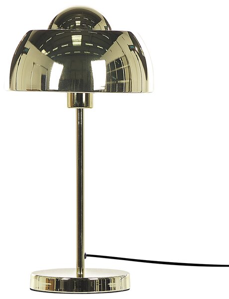Stolná lampa zlatá kov lesklá povrchová úprava 44 cm okrúhle kupolovité tienidlo nočný stolík osvetlenie moderný štýl obývačka spálňa