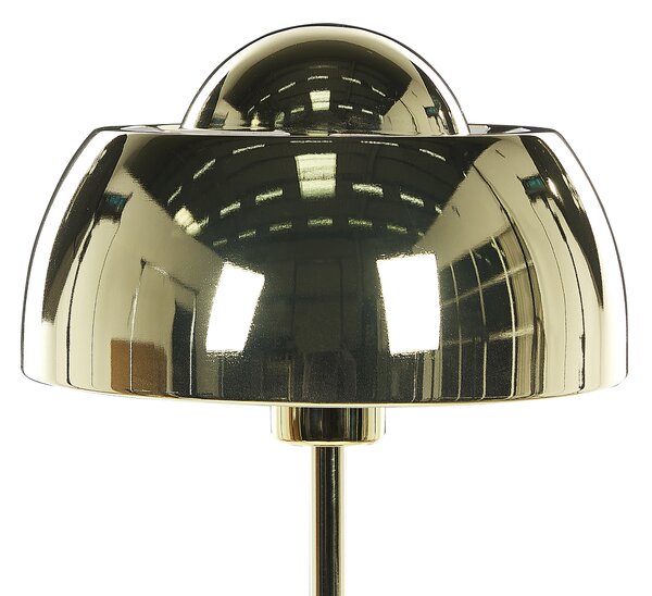 Stolná lampa zlatá kov lesklá povrchová úprava 44 cm okrúhle kupolovité tienidlo nočný stolík osvetlenie moderný štýl obývačka spálňa