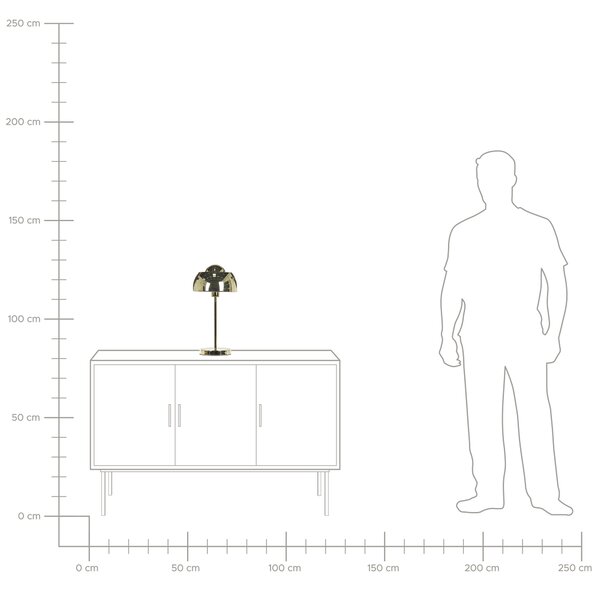 Stolná lampa zlatá kov lesklá povrchová úprava 44 cm okrúhle kupolovité tienidlo nočný stolík osvetlenie moderný štýl obývačka spálňa