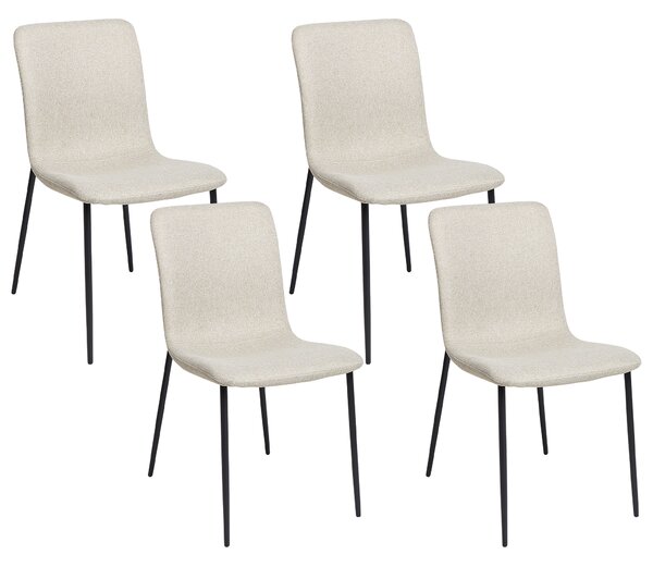 Sada 4 jedálenských stoličiek svetlobéžová látkové čalúnenie polyester železné nohy moderný štýl kuchyňa jedáleň