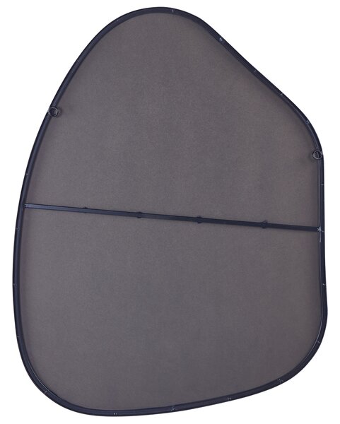 Nástenné zrkadlo čierny kovový rám sklo 70 x 92 cm oválne na stenu moderná minimalistická obývacia izba spálňa chodba