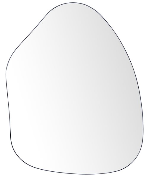 Nástenné zrkadlo čierny kovový rám sklo 70 x 92 cm oválne na stenu moderná minimalistická obývacia izba spálňa chodba