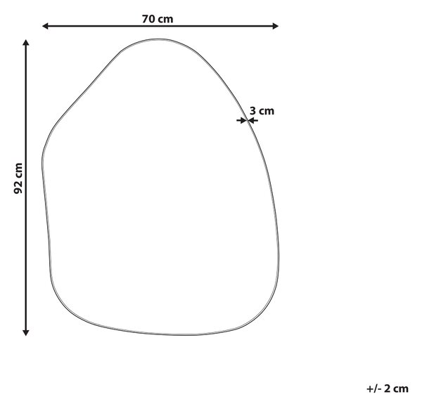 Nástenné zrkadlo čierny kovový rám sklo 70 x 92 cm oválne na stenu moderná minimalistická obývacia izba spálňa chodba