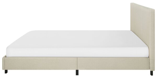 Posteľ béžová s roštom polyesterový čalúnený rám postele 180 x 200 cm moderný dizajn