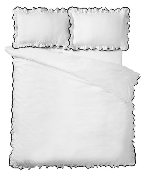 Biele 3-dielne obliečky na dvojlôžko 200x200 cm So Soft Mono Frill – Catherine Lansfield
