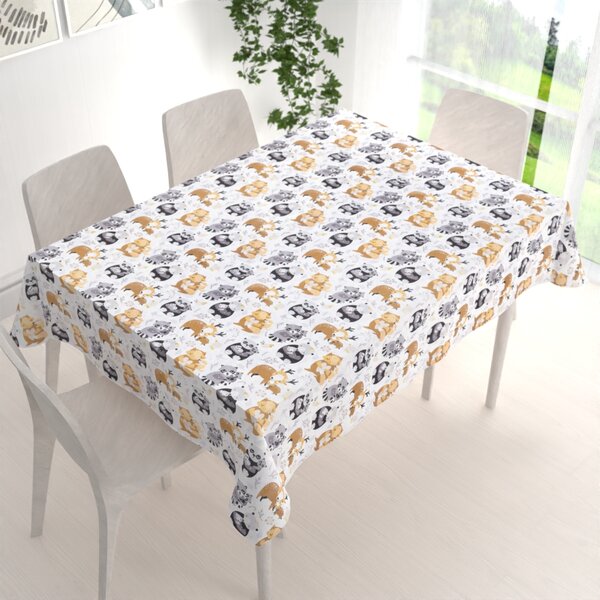 Biante Detský bavlnený obdĺžnikový obrus Sandra SA-223 Zvieratká s mláďátkami 50x100 cm