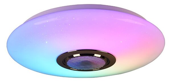 Trio R69031101 LED stropné svietidlo s reproduktorom Musica 1x15,5W | 1700lm | 3000-6000K - Bluetooth, stmievateľné, pamäťová funkcia, nočný režim, hviezdny efekt, biela §
