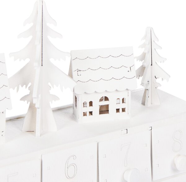 LED dekorácia biela MDF LED svetlá adventný kalendár ozdoby Vianoce moderný štýl doplnky