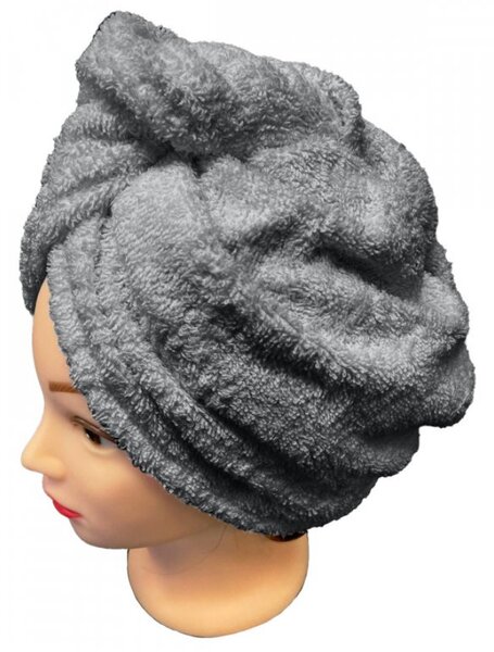 Rýchloschnúci froté Turban na vlasy sivý TiaHome