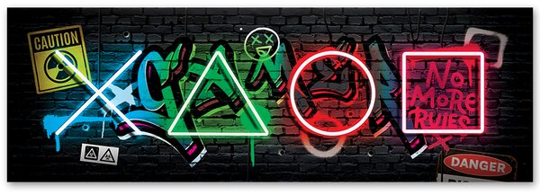 Obraz na plátne Herné symboly na street art pozadí Rozmery: 90 x 30 cm
