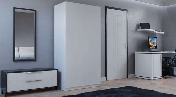 Šatníková skriňa RONIN 90 cm, biela