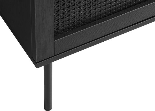 Čierna nízka komoda v dekore duba 140x80 cm Pensacola – Unique Furniture