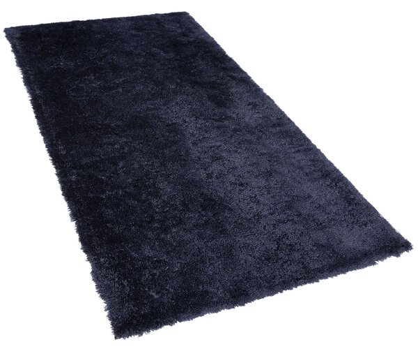 Koberec shaggy tmavomodrý zmes bavlny a polyesteru 80 x 150 cm huňatý s vysokým vlasom