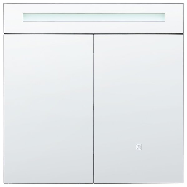 Zrkadlová skrinka do kúpeľne čierna strieborná preglejka sklo s LED osvetlením 60 x 60 cm moderný štýl