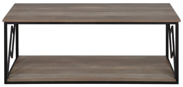 Konferenčný stolík tmavé drevo čierny kovový rám obdĺžnikový 120 x 60 cm industriálny štýl minimalistický