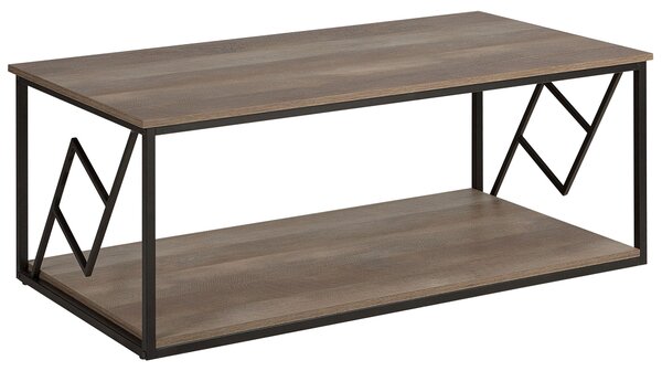 Konferenčný stolík tmavé drevo čierny kovový rám obdĺžnikový 120 x 60 cm industriálny štýl minimalistický