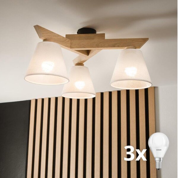 Brilagi - LED Prisadený luster ANTHONY 3xE14/40W/230V dub/biela