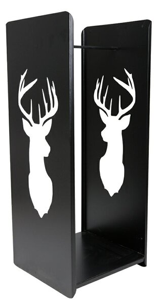 Kovový stojan na drevo Deer, 40x100 cm, čierna