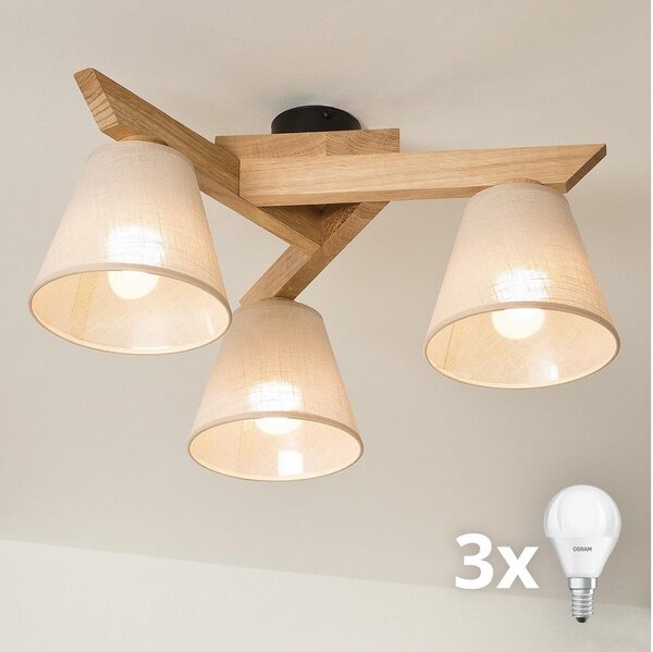 Brilagi - LED Prisadený luster ANTHONY 3xE14/40W/230V dub/béžová