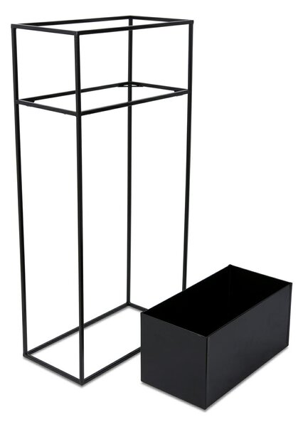 KOVOVÝ KVETINÁČ SO STOJANOM RECT 90X24X44 CM ČIERNA