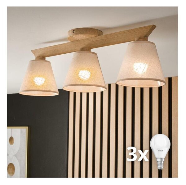 Brilagi - LED Prisadený luster ANTHONY 3xE14/40W/230V dub/béžová