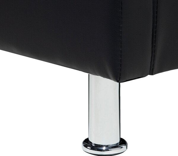 Posteľ čierna umelá koža 140 x 200 cm prešívané čelo s gombíkmi moderný glamour štýl spálňa