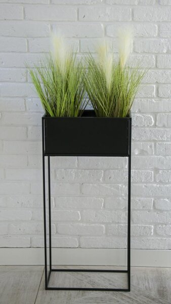 KOVOVÝ KVETINÁČ SO STOJANOM RECT 90X24X44 CM ČIERNA