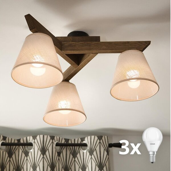 Brilagi - LED prisadený luster ANTHONY 3xE14/40W/230V dub orech/béžová