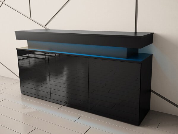 Mirjan24 Skrinka s LED osvetlením Lestirola 3D 160, Farba: biela / biely lesk 5903211283840