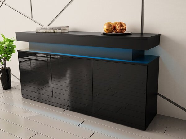 Mirjan24 Skrinka s LED osvetlením Lestirola 3D 160, Farba: biela / biely lesk 5903211283840
