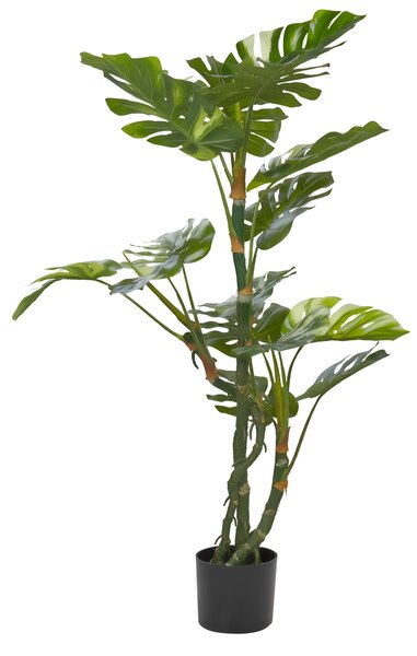 Umelá rastlina v kvetináči monstera zelená a čierna syntetický materiál 135 cm dekorácie príslušenstvo