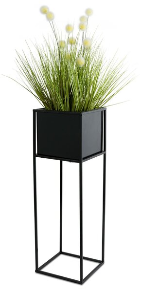 KOVOVÝ KVETINÁČ SO STOJANOM PLAIN 70X24 CM ČIERNA